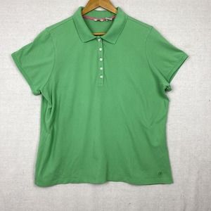Izod Polo Shirt Plus Womens 1x Green Short Sleeve Buttons Casual Collared